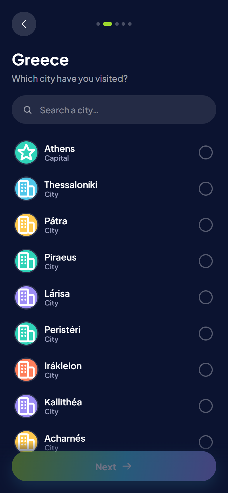 Picking a city to add in Turi